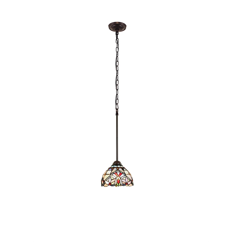 Chloe Lighting Victorian 1-Light Glass/Metal Ceiling Mini Pendant in Multi-Color