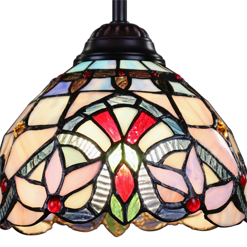 Chloe Lighting Victorian 1-Light Glass/Metal Ceiling Mini Pendant in Multi-Color