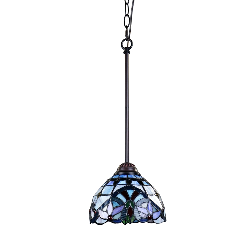 Chloe Lighting Victorian 1-Light Glass/Metal Ceiling Mini Pendant in Multi-Color