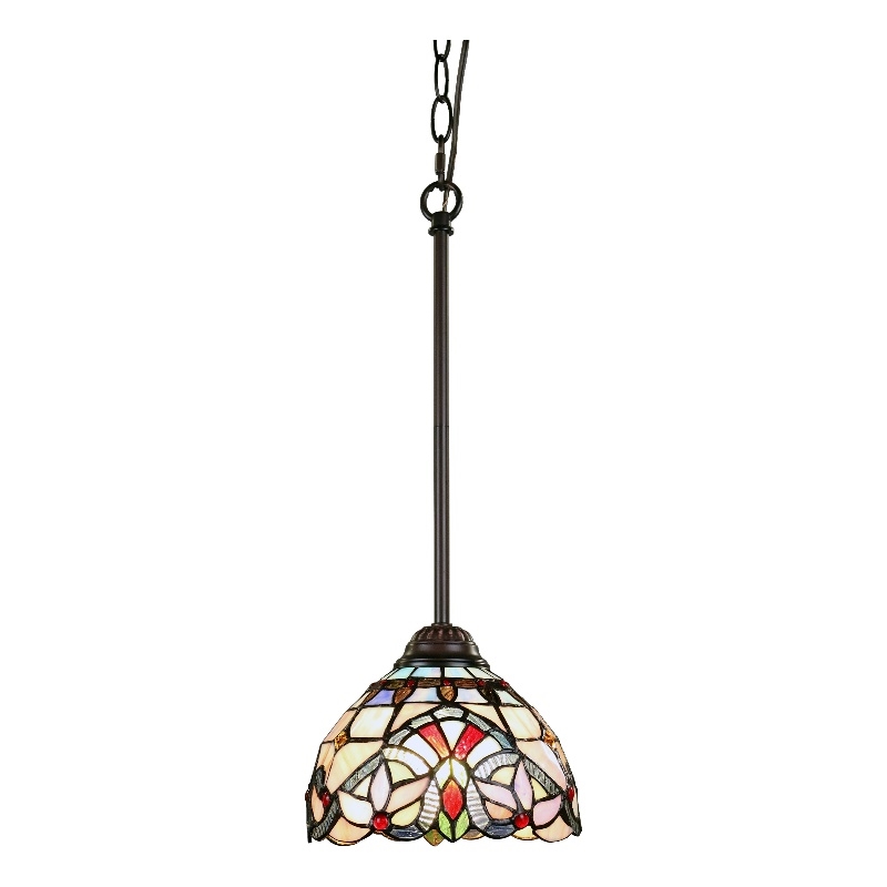 Chloe Lighting Victorian 1-Light Glass/Metal Ceiling Mini Pendant in Multi-Color