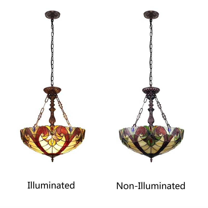 Chloe Lighting Victorian 2-Light Glass Ceiling Pendant in Multi-Color