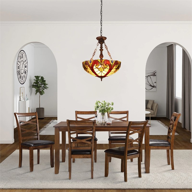 Chloe Lighting Victorian 2-Light Glass Ceiling Pendant in Multi-Color