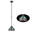 Chloe Lighting Liaison Victorian 1-Light Glass Mini Pendant in Bronze/Green