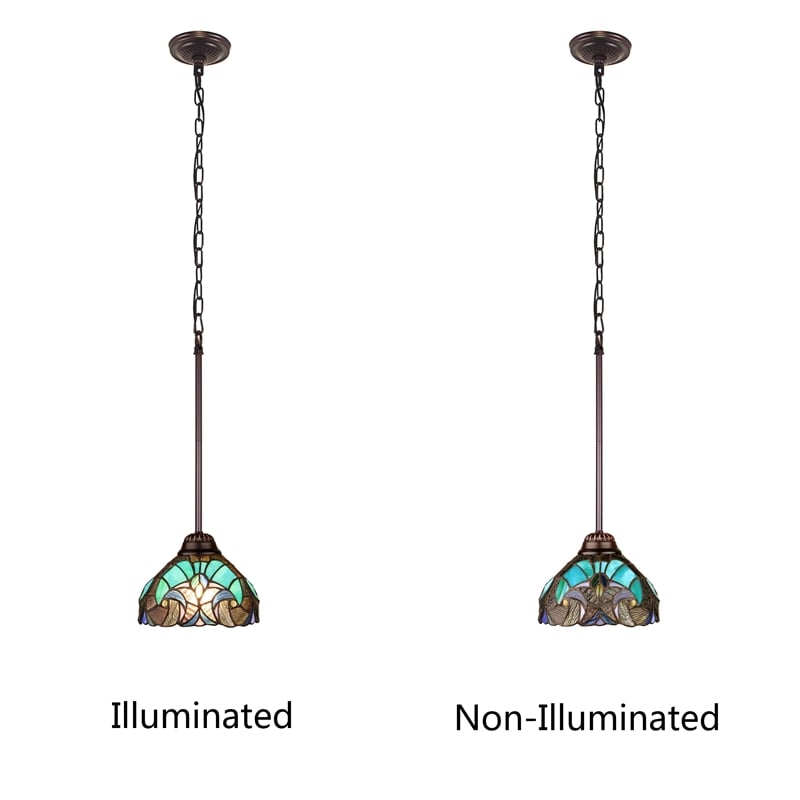 Chloe Lighting Liaison Victorian 1-Light Glass Mini Pendant in Bronze/Green