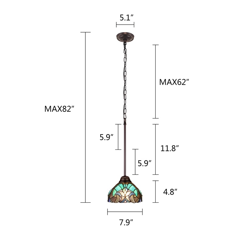 Chloe Lighting Liaison Victorian 1-Light Glass Mini Pendant in Bronze/Green