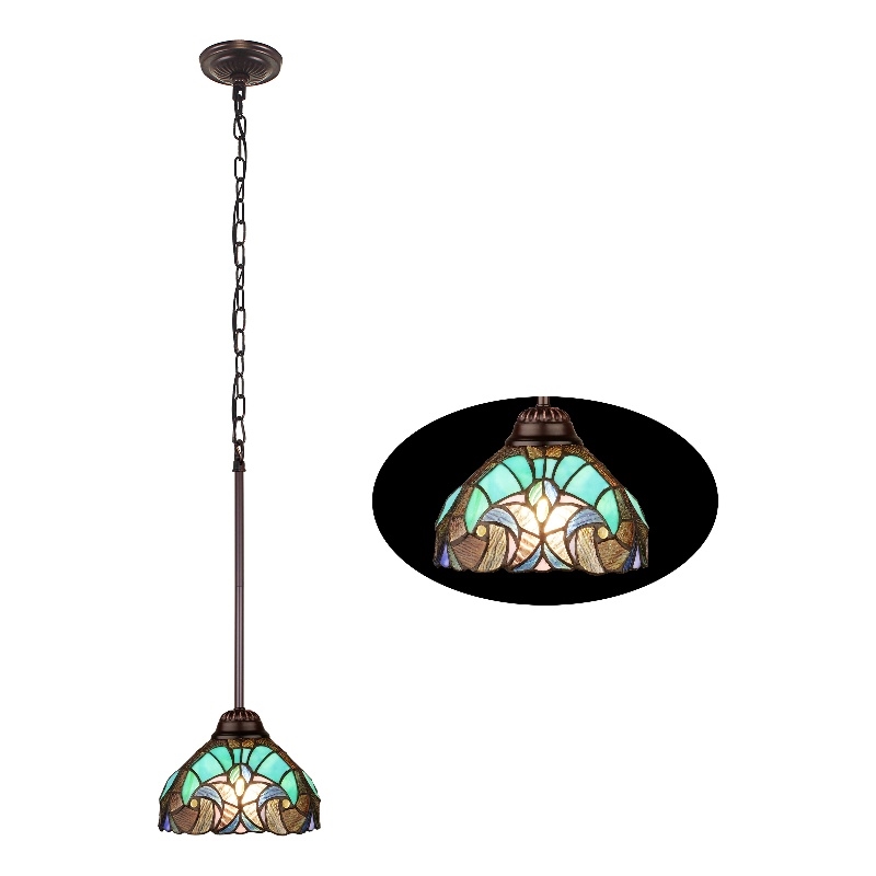 Chloe Lighting Liaison Victorian 1-Light Glass Mini Pendant in Bronze/Green