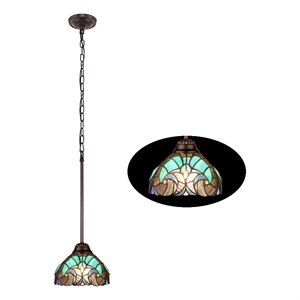 Chloe Lighting Liaison Victorian 1-Light Glass Mini Pendant in Bronze/Green