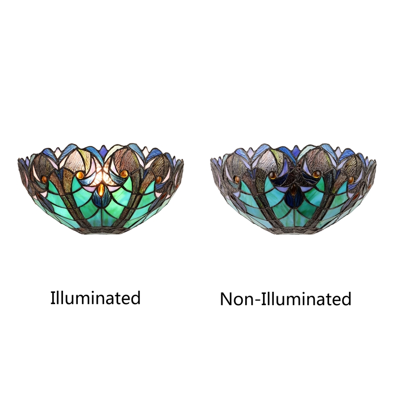 Chloe Lighting Liaison Victorian 1-Light Glass Wall Sconce in Multi-Color/Green