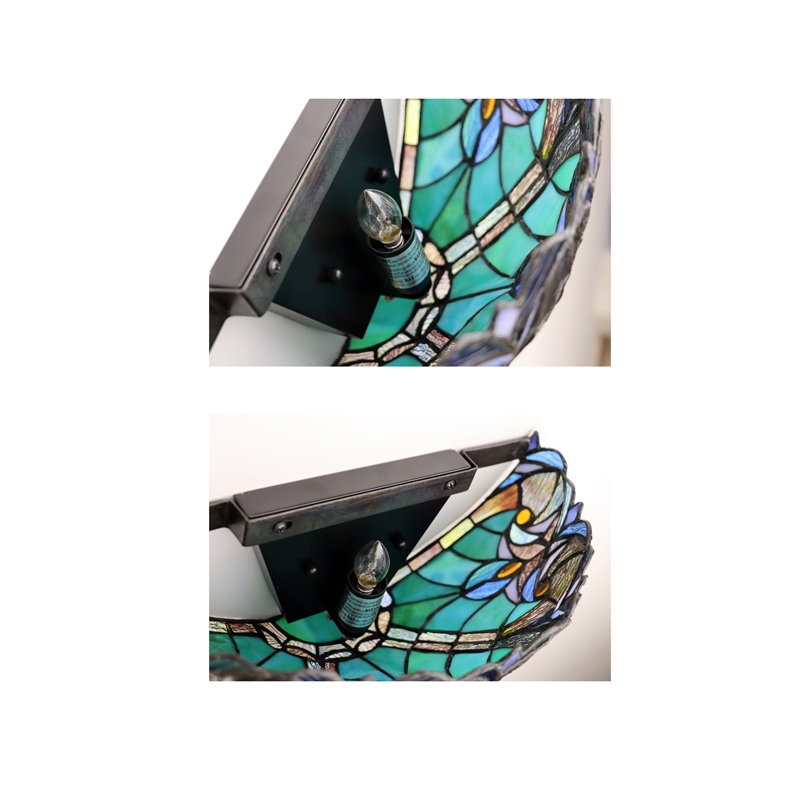 Chloe Lighting Liaison Victorian 1-Light Glass Wall Sconce in Multi-Color/Green