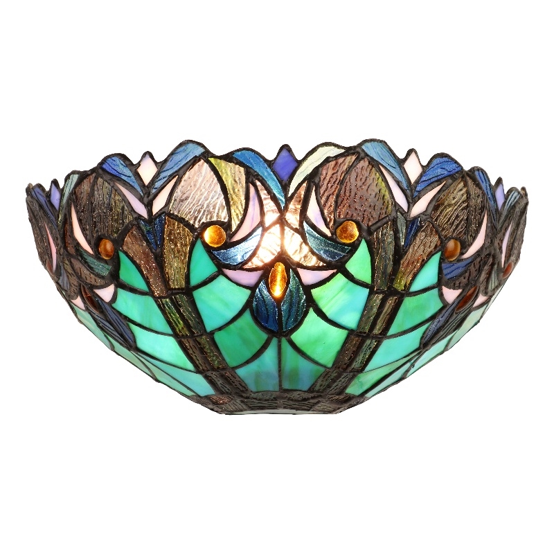 Chloe Lighting Liaison Victorian 1-Light Glass Wall Sconce in Multi-Color/Green