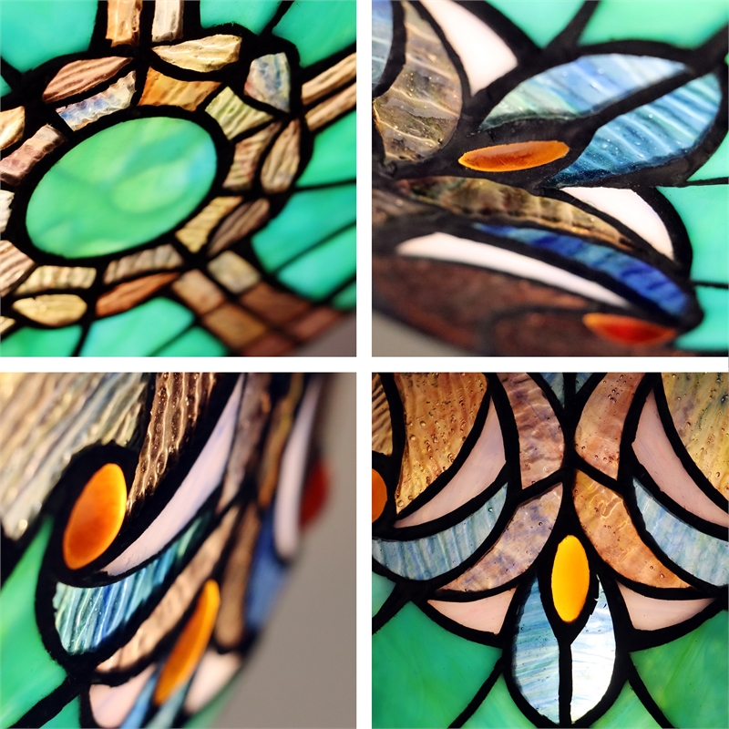 Chloe Lighting Liaison Victorian 3-Light Glass Flush-Mount Light in Bronze/Green