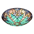 Chloe Lighting Liaison Victorian 3-Light Glass Flush-Mount Light in Bronze/Green