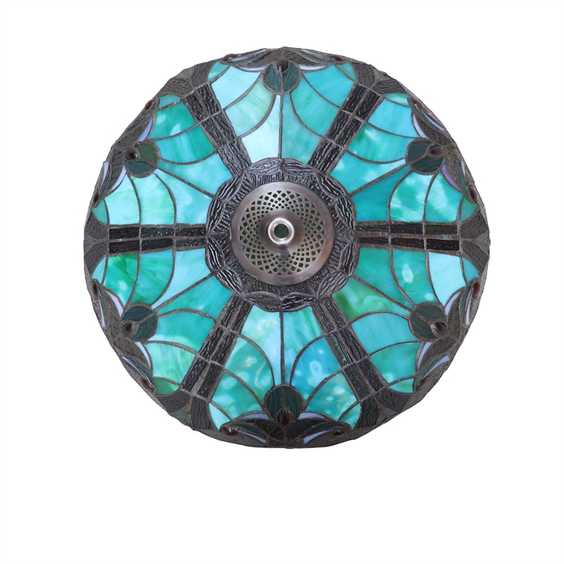 Chloe Lighting Liaison Victorian 2-Light Glass Semi Flush Mount Light in Green