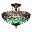 Chloe Lighting Liaison Victorian 2-Light Glass Semi Flush Mount Light in Green