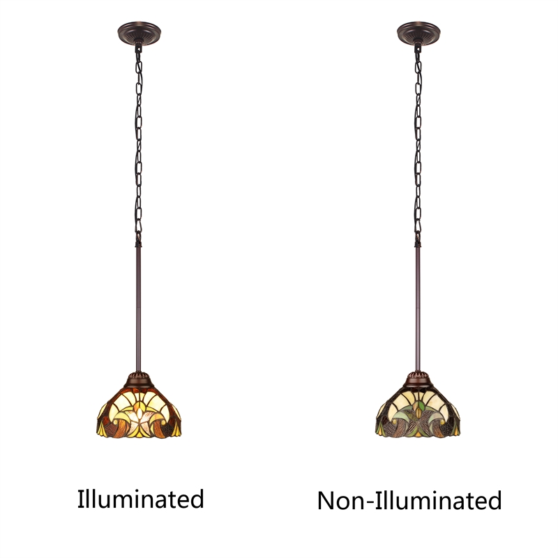 Chloe Lighting Liaison Victorian 1-Light Glass Mini Pendant in Bronze/Yellow