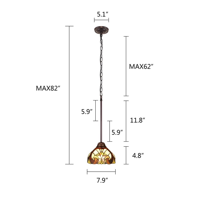 Chloe Lighting Liaison Victorian 1-Light Glass Mini Pendant in Bronze/Yellow