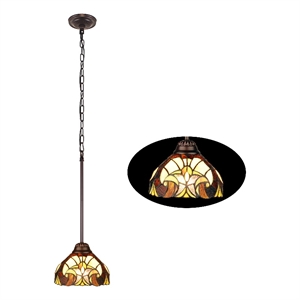 Chloe Lighting Liaison Victorian 1-Light Glass Mini Pendant in Bronze/Yellow