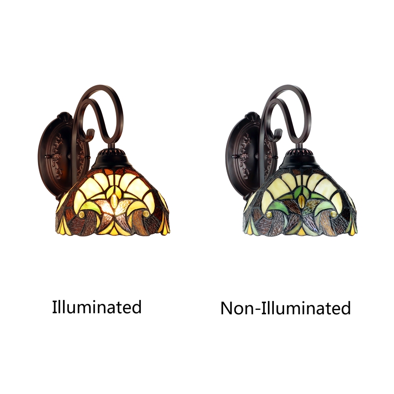 Chloe Lighting Liaison Victorian 1-Light Glass Wall Sconce in Bronze/Yellow