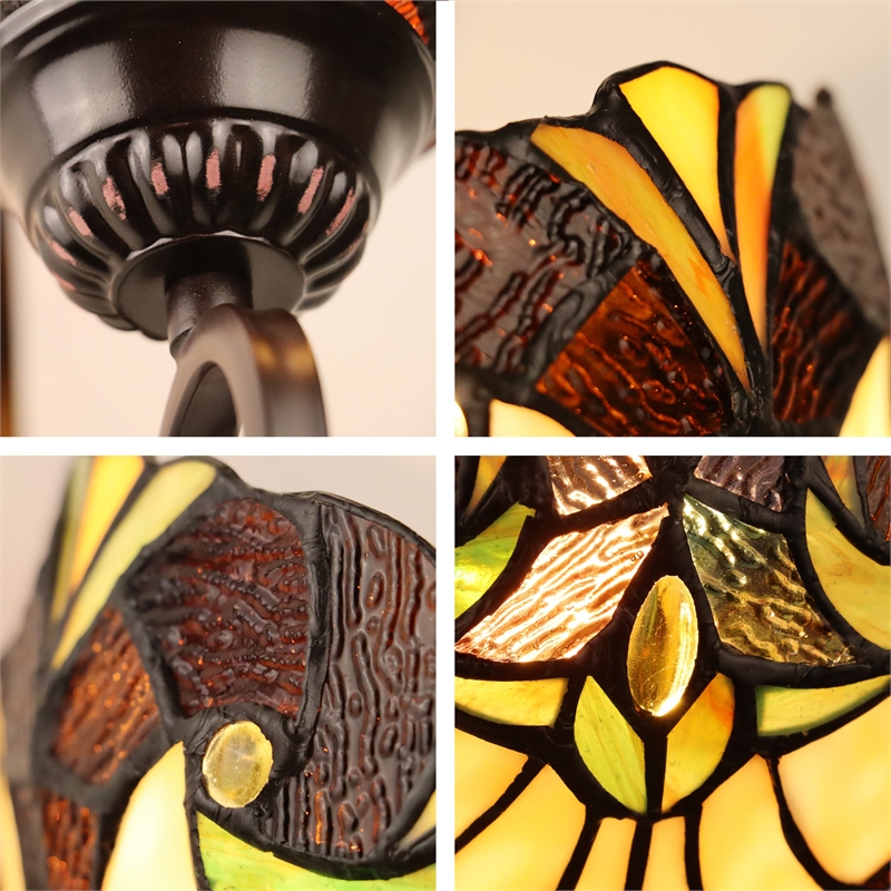 Chloe Lighting Liaison Victorian 1-Light Glass Wall Sconce in Bronze/Yellow