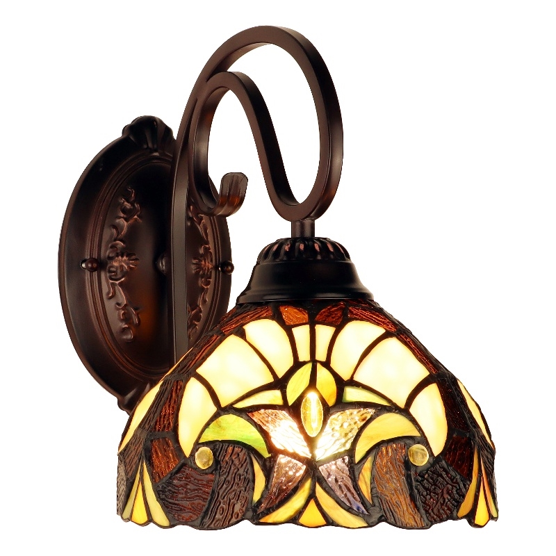 Chloe Lighting Liaison Victorian 1-Light Glass Wall Sconce in Bronze/Yellow