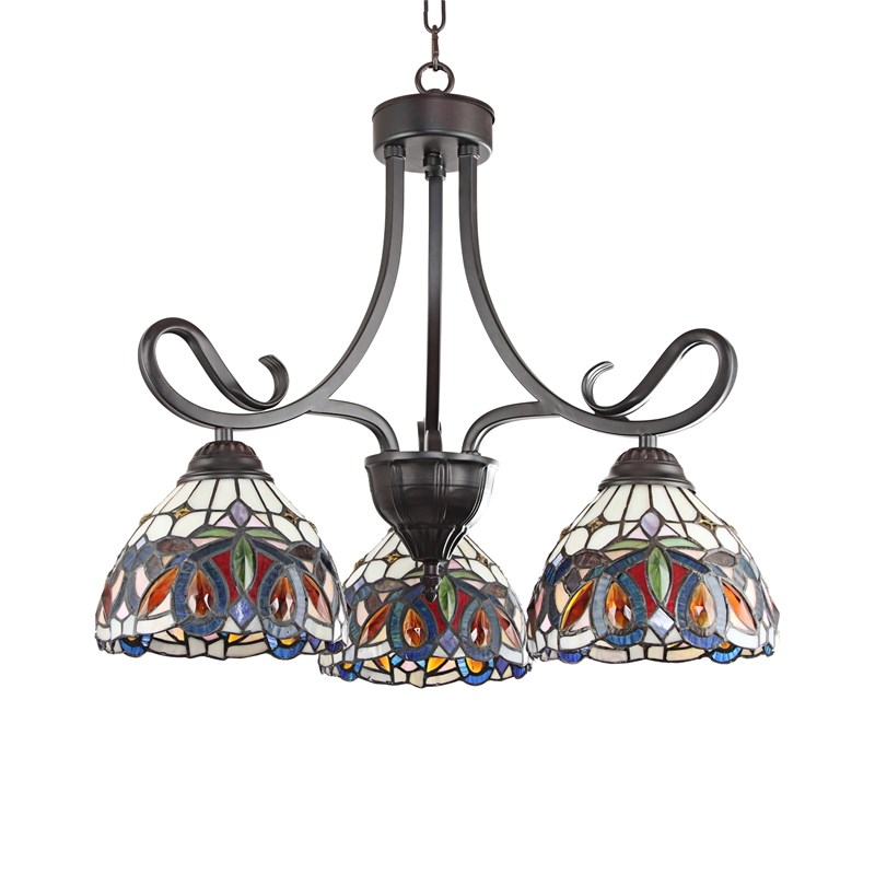 Chloe Lighting Serenity Victorian 3-Light Glass Mini Chandelier in Bronze