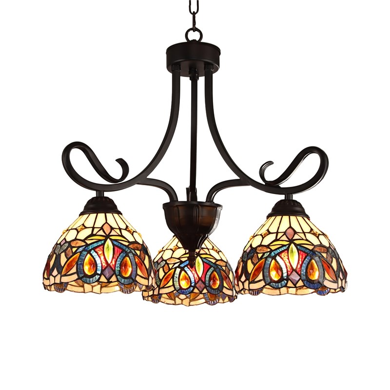 Chloe Lighting Serenity Victorian 3-Light Glass Mini Chandelier in Bronze