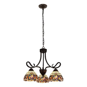 Chloe Lighting Serenity Victorian 3-Light Glass Mini Chandelier in Bronze