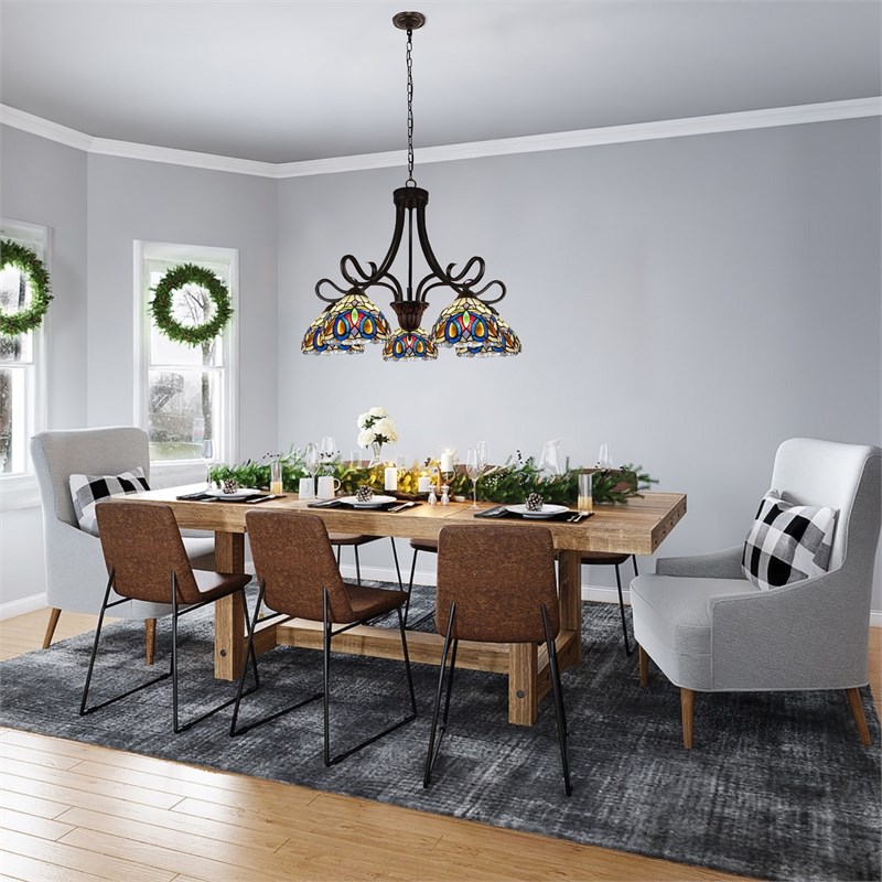 Chloe Lighting Serenity Victorian 5-Light Glass Large Chandelier in Bronze