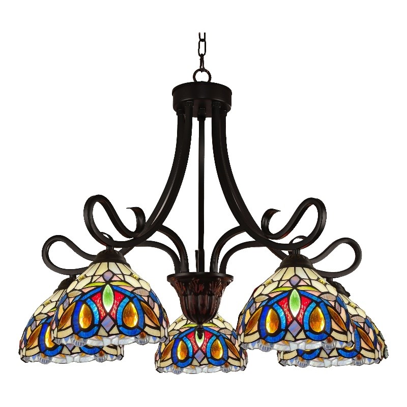 Chloe Lighting Serenity Victorian 5-Light Glass Large Chandelier in Bronze