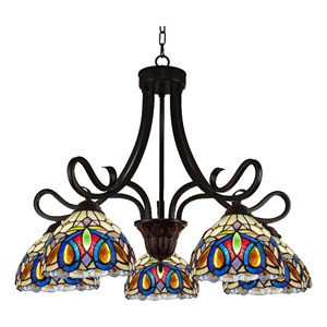 Chloe Lighting Serenity Victorian 5-Light Glass Large Chandelier in Bronze