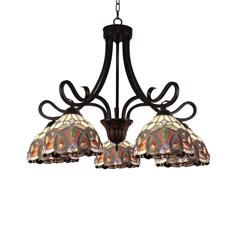 Chloe Lighting Serenity Victorian 5-Light Glass Large Chandelier in Bronze