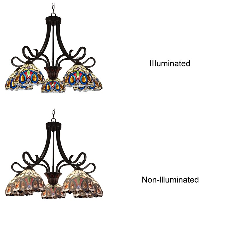 Chloe Lighting Serenity Victorian 5-Light Glass Large Chandelier in Bronze
