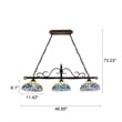 Chloe Lighting Serenity Victorian 3-Light Glass Island Pendant in Multi-Color