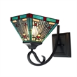 Chloe Lighting Innes Mission 1-Light Glass Wall Sconce in Blackish Bronze/Blue