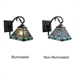 Chloe Lighting Innes Mission 1-Light Glass Wall Sconce in Blackish Bronze/Blue