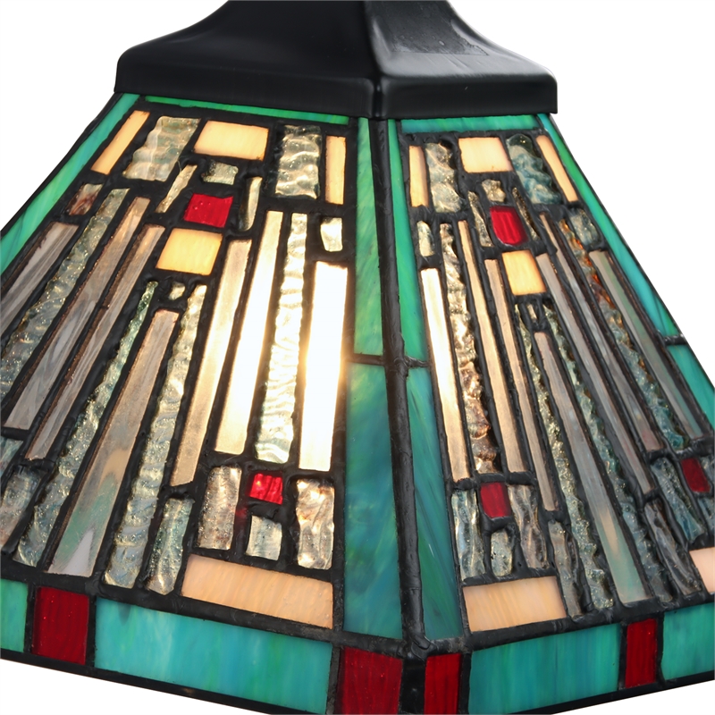Chloe Lighting Innes Mission 1-Light Glass Wall Sconce in Blackish Bronze/Blue