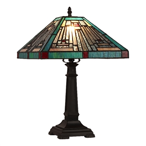 Chloe Lighting Innes Mission 1-Light Metal/Glass Table Lamp in Blackish Bronze