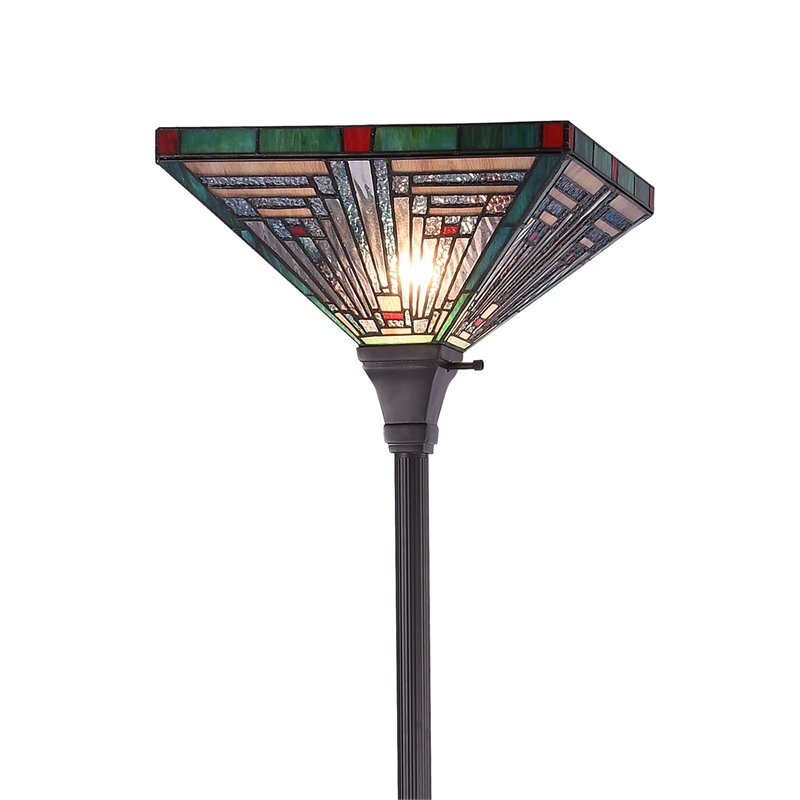 Chloe Lighting Innes Mission 1-Light Metal Torchiere Lamp in Blackish Bronze