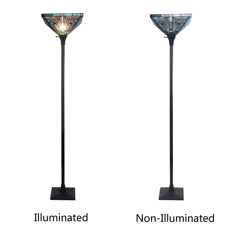 Chloe Lighting Innes Mission 1-Light Metal Torchiere Lamp in Blackish Bronze