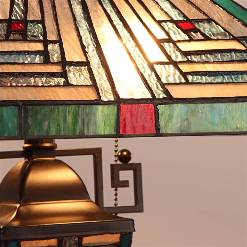 Chloe Lighting Innes Mission 3-Light Glass Table Lamp in Blackish Bronze