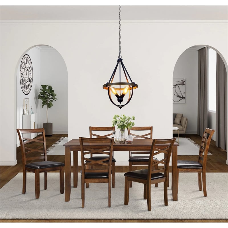 Chloe Lighting Farmhouse 4-Light Metal Two-Toned Pendant in Black