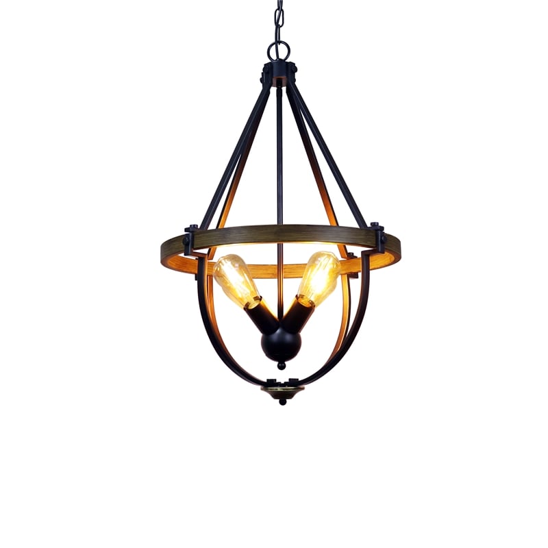 Chloe Lighting Farmhouse 4-Light Metal Two-Toned Pendant in Black