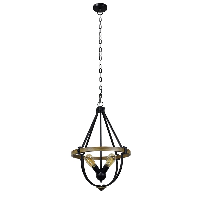 Chloe Lighting Farmhouse 4-Light Metal Two-Toned Pendant in Black