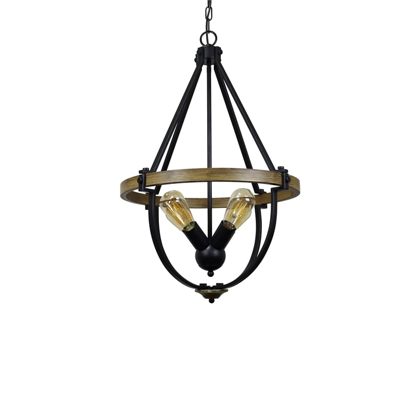 Chloe Lighting Farmhouse 4-Light Metal Two-Toned Pendant in Black