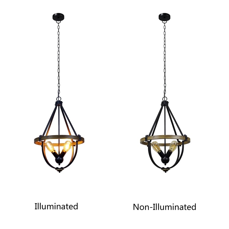 Chloe Lighting Farmhouse 4-Light Metal Two-Toned Pendant in Black