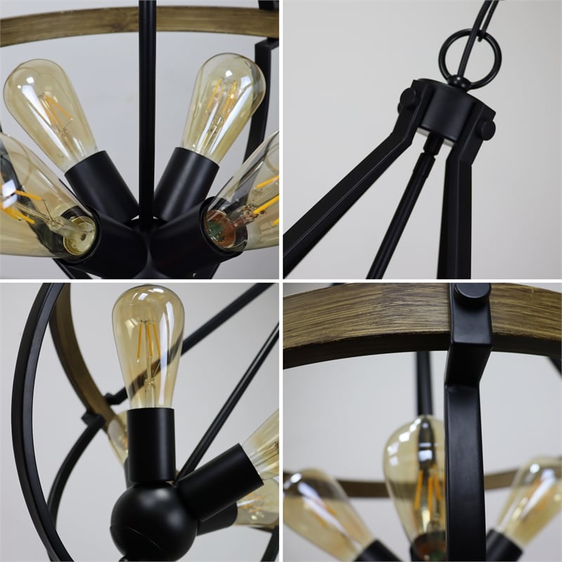 Chloe Lighting Farmhouse 4-Light Metal Two-Toned Pendant in Black