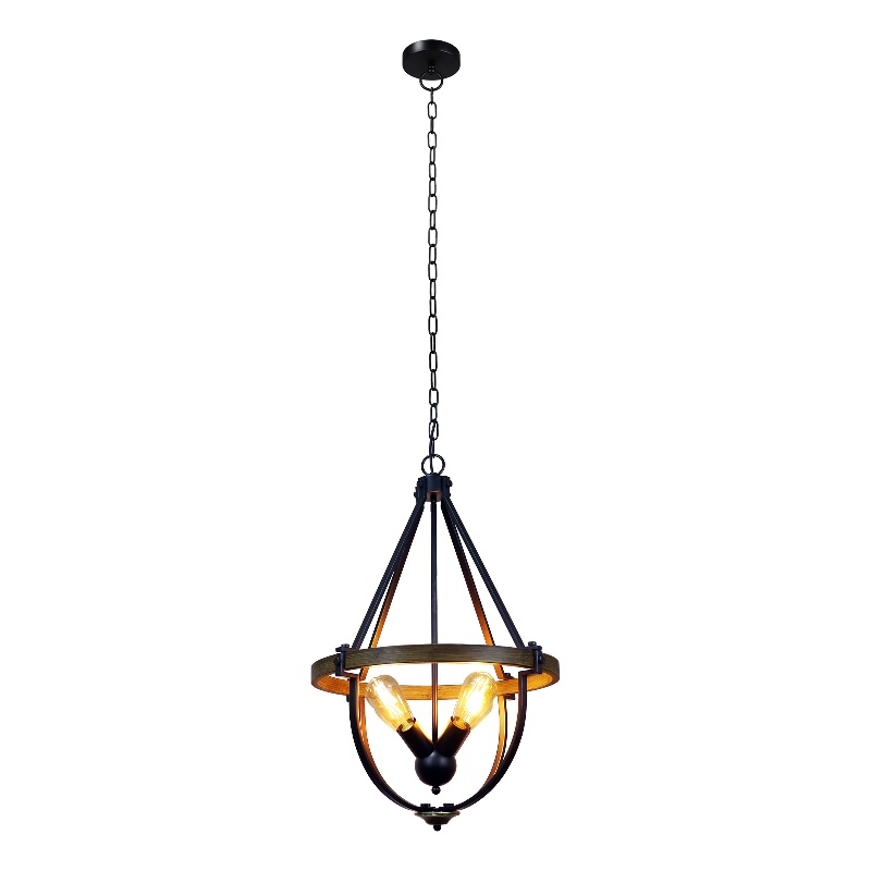 Chloe Lighting Farmhouse 4-Light Metal Two-Toned Pendant in Black