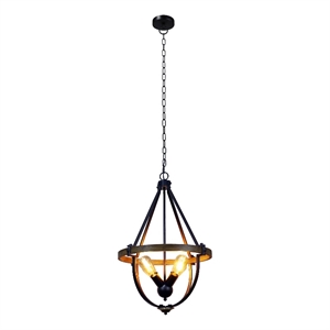 Chloe Lighting Farmhouse 4-Light Metal Two-Toned Pendant in Black