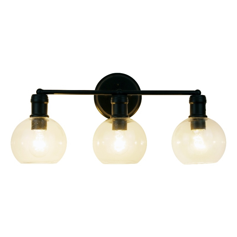 Chloe Lighting Oxa Transitional 3-Light Glass Vanity Bath Light in Matte Black