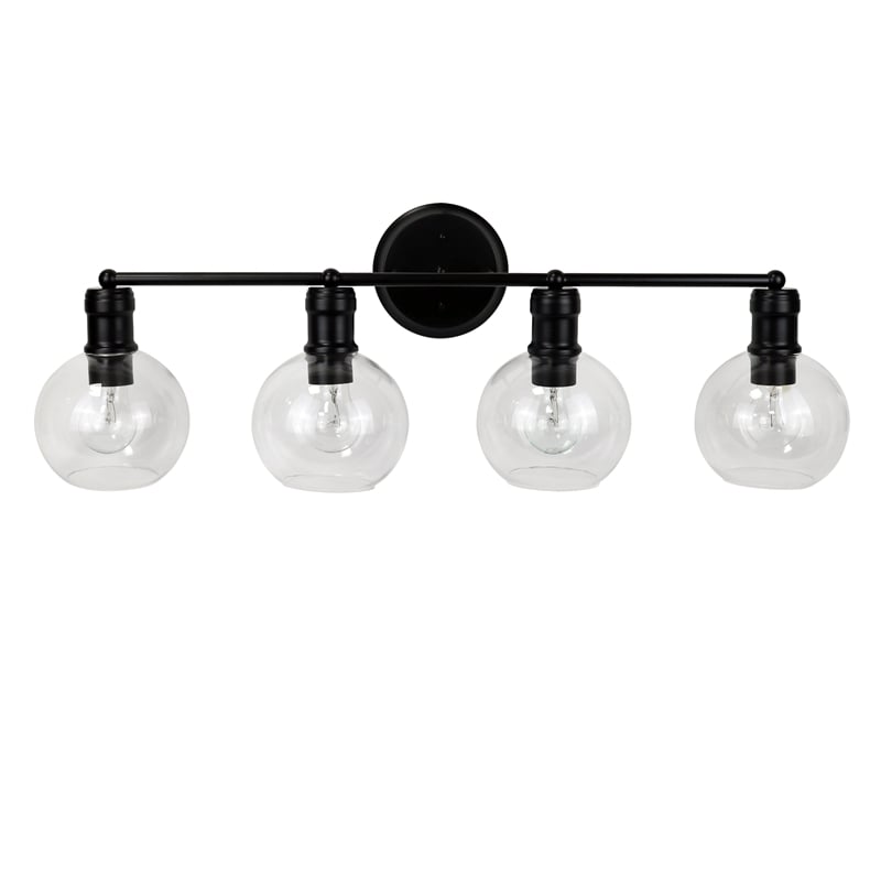 Chloe Lighting Oxa Transitional 4-Light Glass Vanity Bath Light in Matte Black